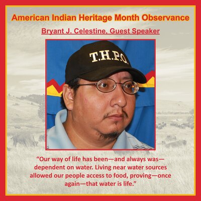 GALVESTON, Texas (November 22, 2021) Bryant J. Celestine, a member of the Alabama-Coushatta Tribe of Texas, was the guest speaker at USACE Galveston's National American Indian Heritage Month observance, November 18.