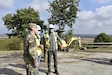 U.S. Army Corps of Engineers, Europe District Commander Col. Pat Dagon discusses ongoing parking lot improvement efforts with contractors on site on a plateau with office space at Longare, a mountainside military installation, during a visit to project sites at the installation October 4, 2021. The U.S. Army Corps of Engineers, Europe District is managing a $30 million construction and renovation program primarily funded by U.S. Army Intelligence and Security Command, U.S. Africa Command and U.S. Army Southern European Task Force, Africa to provide the 207th MIB(T) improved facilities at the Longare and Caserma Ederle portions of U.S. Army Garrison Italy. (U.S. Army photo by Chris Gardner)