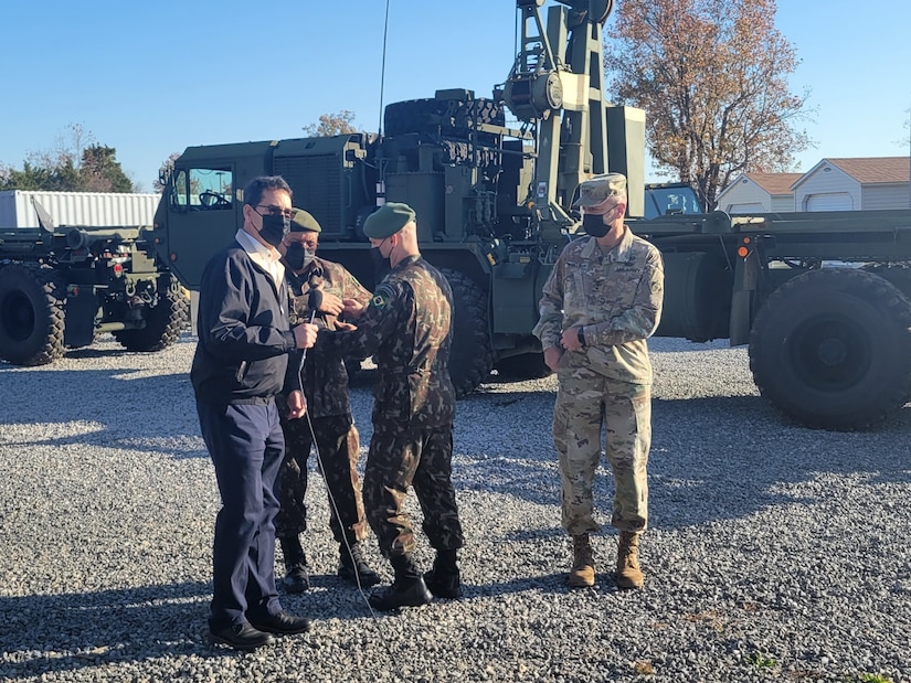 Army Reserve Bridge Company Demonstrates Water Bridge for Brazilian General