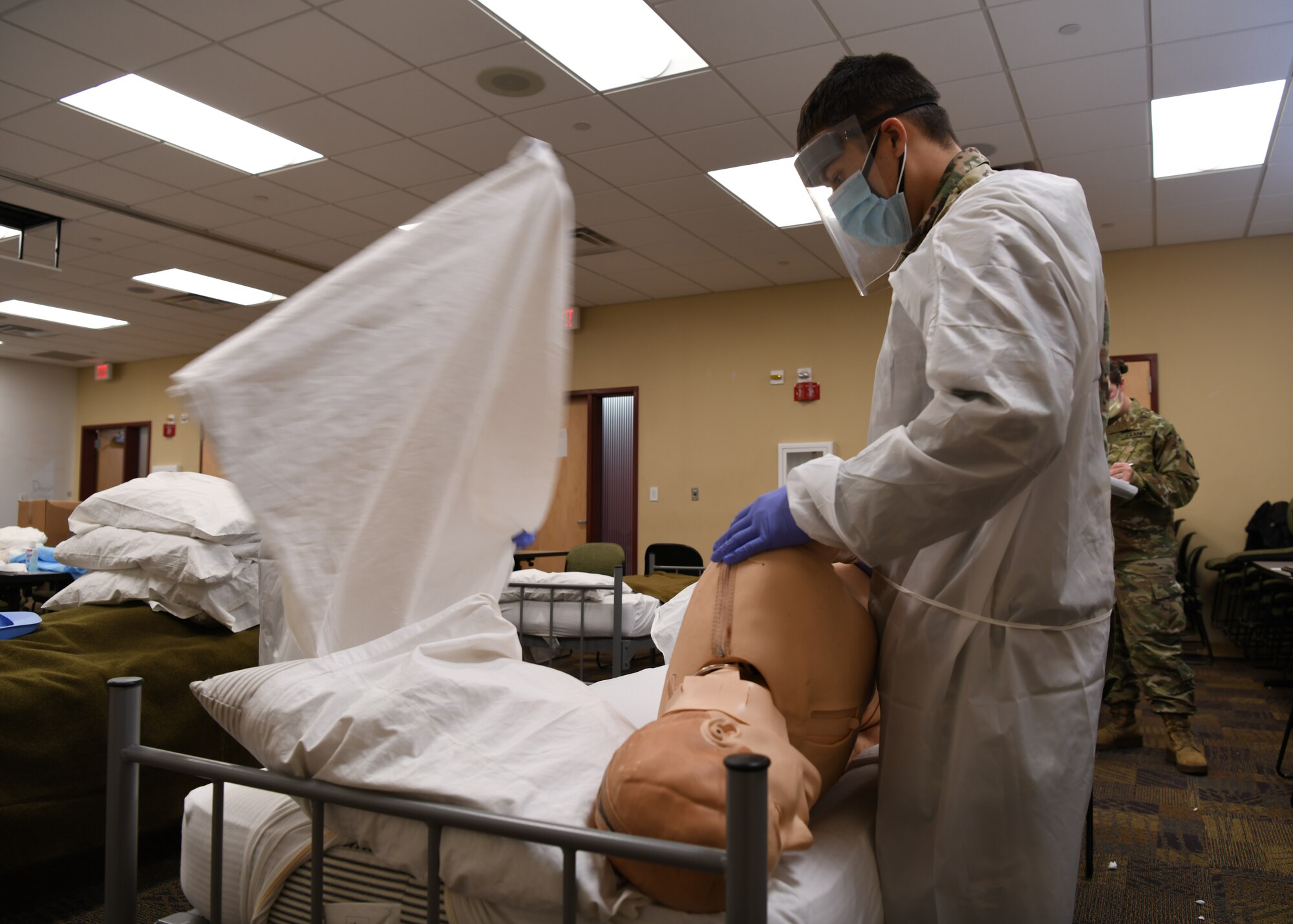 Governor Walz activated the Minnesota National Guard on November 18th, 2021 to serve as skilled-nursing “rapid response teams” to support healthcare facilities experiencing severe staffing shortages. (U.S. Army National Guard photo by Sgt. Bob Brown)