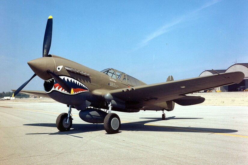 An airplane sits on the runway.