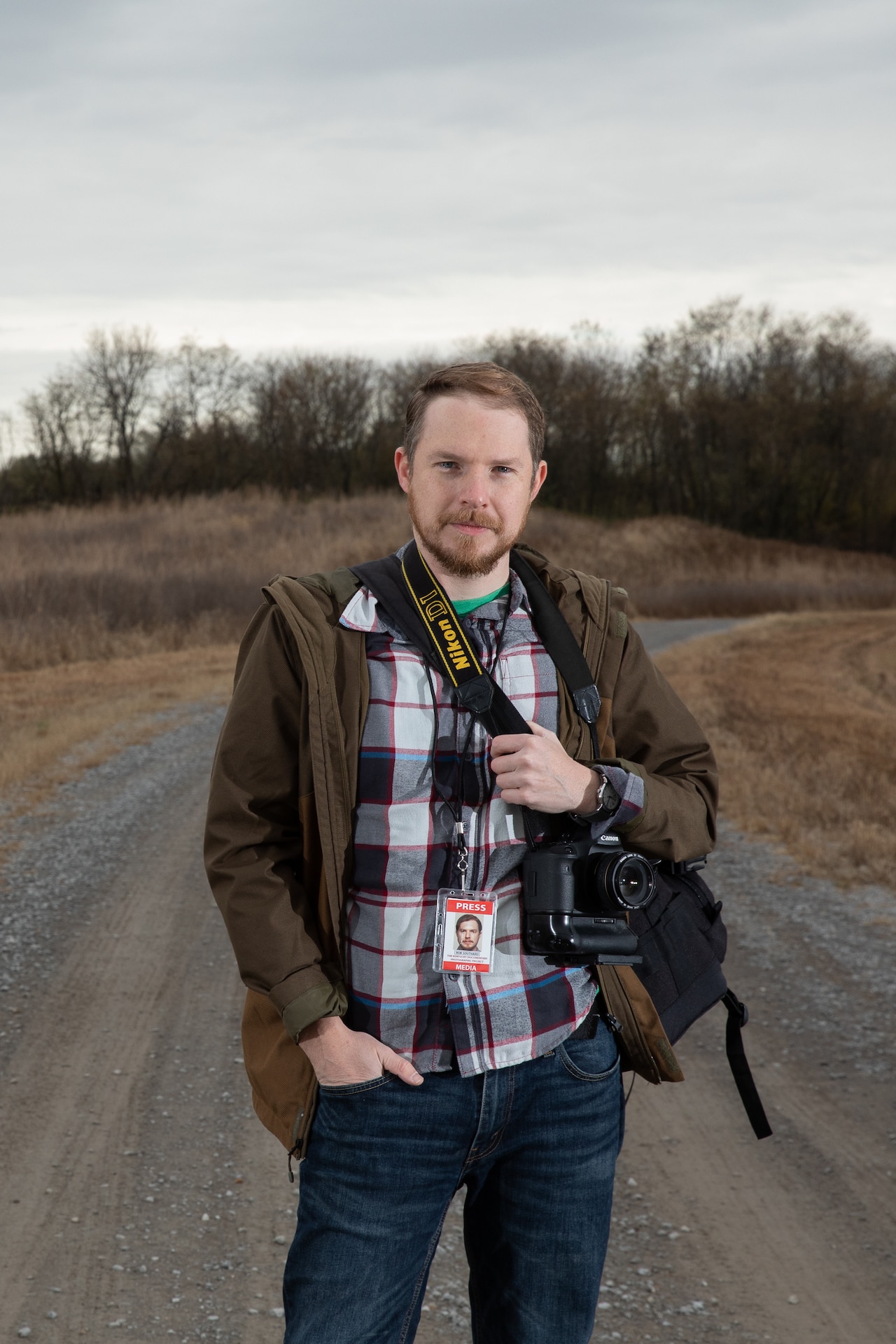 James R. Southard, a photographer for the Kentucky Documentary Photography Project, stands for a portrait at the Wendell H. Ford Regional Training Center in Greenville, Ky. on November 12th, 2021.  Southard is documenting members of the Kentucky National Guard to be a part of the visual history of Kentuckians (U.S. Army photo by Andrew Dickson).
