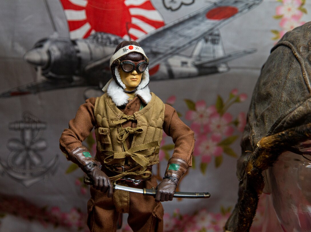 A figurine is displayed at the Battle of Okinawa Historical Display on Camp Kinser, Okinawa, Japan, Nov. 22, 2021. For the first time since the COVID-19 pandemic began, students with Okinawa International University were able to visit Camp Kinser and participate in a guided tour of the base. The tour included a question and answer interactive class between the students and Marines, a visit to the Battle of Okinawa Historical Display, lunch at the Camp Kinser Mess Hall, and was followed by a walkthrough of Marines’ living quarters. (U.S. Marine Corps photo by Lance Cpl. Alex Fairchild)