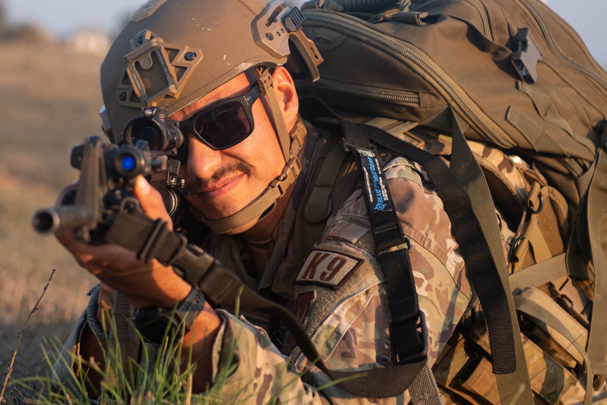 A security forces member provides security during a joint training exercise