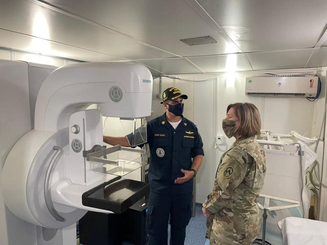 U.S. Army Gen. Laura Richardson, commander of U.S. Southern Command, visits the Brazilian Navy hospital ship, NAsH Soares de Meirelles.