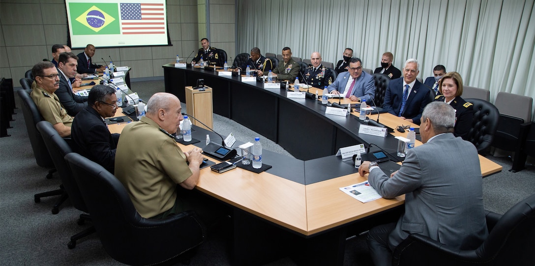 U.S. Army Gen. Laura Richardson commander of U.S. Southern Command, meets with Brazilian Defense Minister Walter Braga Netto.