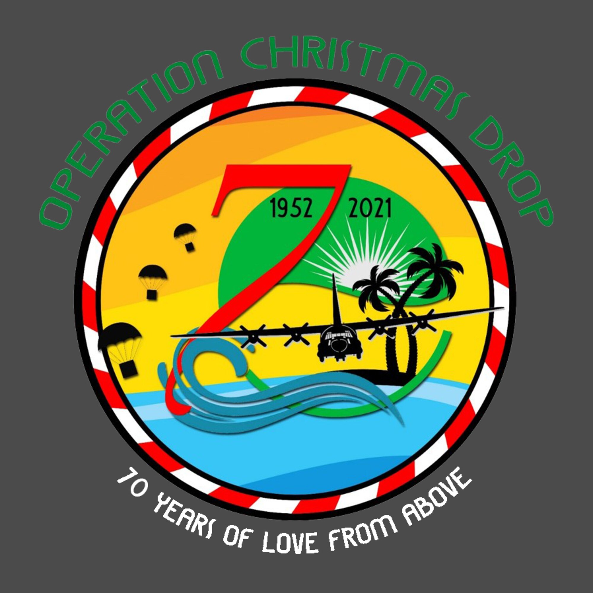 Graphic image of the 2021 Operation Christmas Drop patch