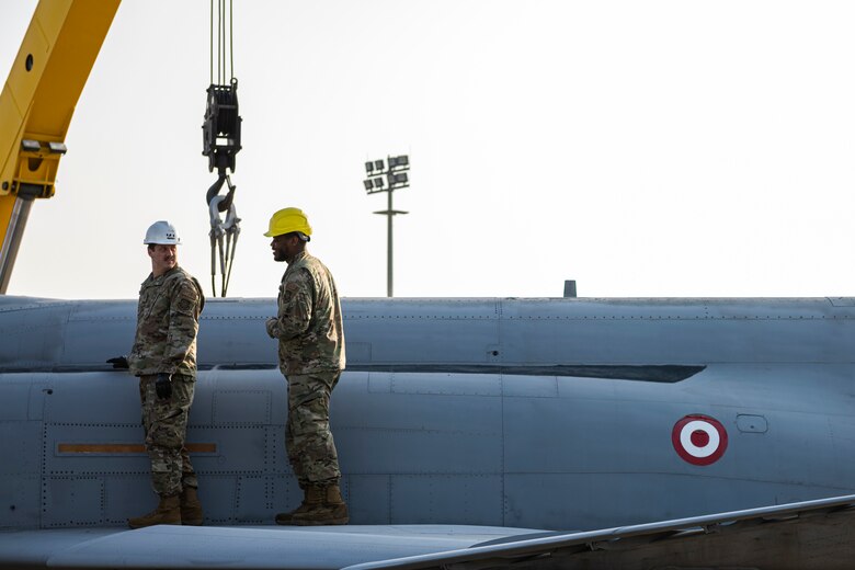 Airmen from the 39th Maintenance Squadron’s Crash Damaged Disabled Aircraft Recovery team conducted a crane-lift exercise at Incirlik Air Base, Turkey, Nov. 23, 2021.
