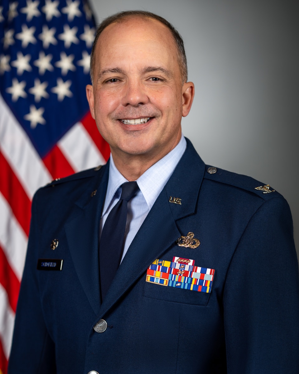 Col. Don Schofield, commander and conductor of The United States Air Force Band, conducts the Concert Band during the Band's 2019 Guest Artist Series featuring world-renowned trumpeter, Allen Vizzutti. The concert took place on Jan. 24, 2019, at the Rachel M. Schlesinger Concert Hall and Arts Center in Alexandria, Va. (U.S. Air Force photo by Chief Master Sgt. Kevin Burns)