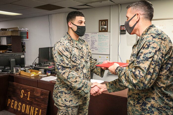 Indian Head, Md. (November 24, 2021) – U.S. Marines and Sailors from Chemical Biological Incident Response Force (CBIRF) receive awards for work above and beyond the call of duty in both the preparation and execution of a Commanding General’s Readiness Inspection (CGRI), aboard Naval Support Facility Indian Head, Md. on November 24, 2021. CGRI are extremely important to both the unit and the Commanding General, as it is a tool to allow the Commanding General to see exactly how effective and mission capable a unit is. Because of these Marines tireless efforts, CBIRF is mission capable, and continues our expeditious mindset of fighting the unseen enemy. (Official U.S. Marine Corps photo by Gunnery Sgt. Kristian S. Karsten/Released)