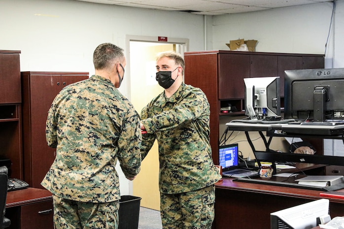 Indian Head, Md. (November 24, 2021) – U.S. Marines and Sailors from Chemical Biological Incident Response Force (CBIRF) receive awards for work above and beyond the call of duty in both the preparation and execution of a Commanding General’s Readiness Inspection (CGRI), aboard Naval Support Facility Indian Head, Md. on November 24, 2021. CGRI are extremely important to both the unit and the Commanding General, as it is a tool to allow the Commanding General to see exactly how effective and mission capable a unit is. Because of these Marines tireless efforts, CBIRF is mission capable, and continues our expeditious mindset of fighting the unseen enemy. (Official U.S. Marine Corps photo by Gunnery Sgt. Kristian S. Karsten/Released)