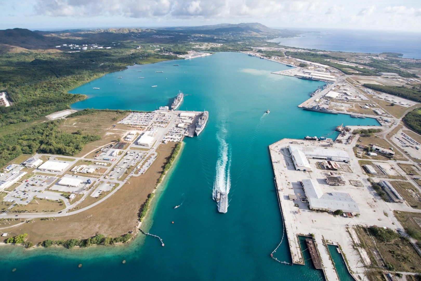 In October 2018, Commander, U.S. Pacific Fleet (COMPACFLT) formally asked Pearl Harbor Naval Shipyard and Intermediate Maintenance Facility (PHNSY & IMF) and Commander Submarine Forces Pacific (COMSUBPAC) to complete a study and provide requirements to close the existing maintenance gaps in executing submarine maintenance in Guam. The island’s strategic location would be the focus of this initiative; however, leadership knew there would be hurdles to overcome due to its remote location.