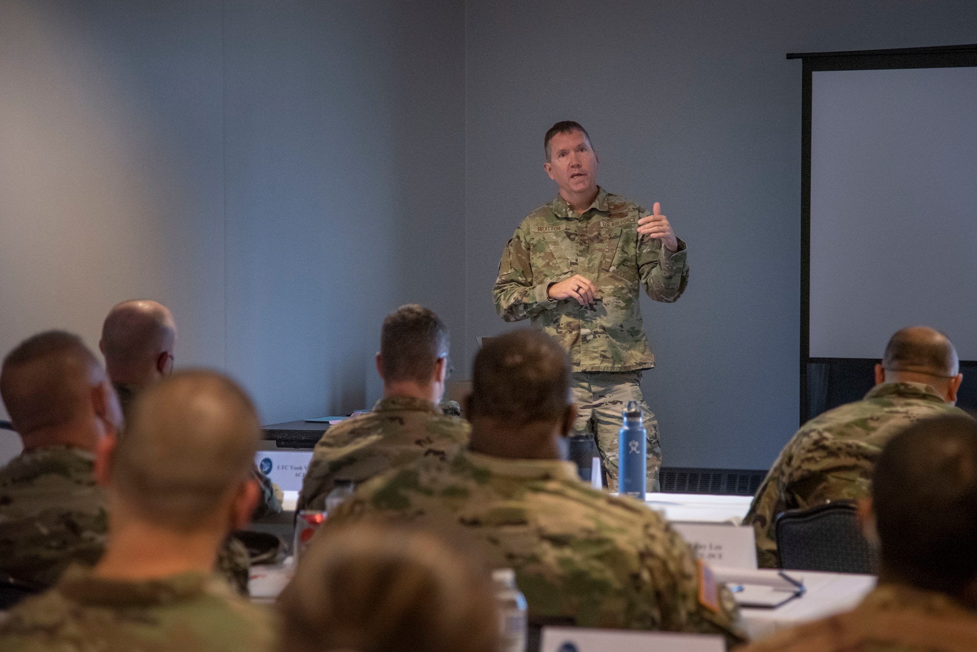 U.S. Air Force Brig. Gen. Shawn Bratton speaks to new Guardians