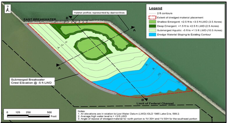 Site plan for a confined disposal facility.