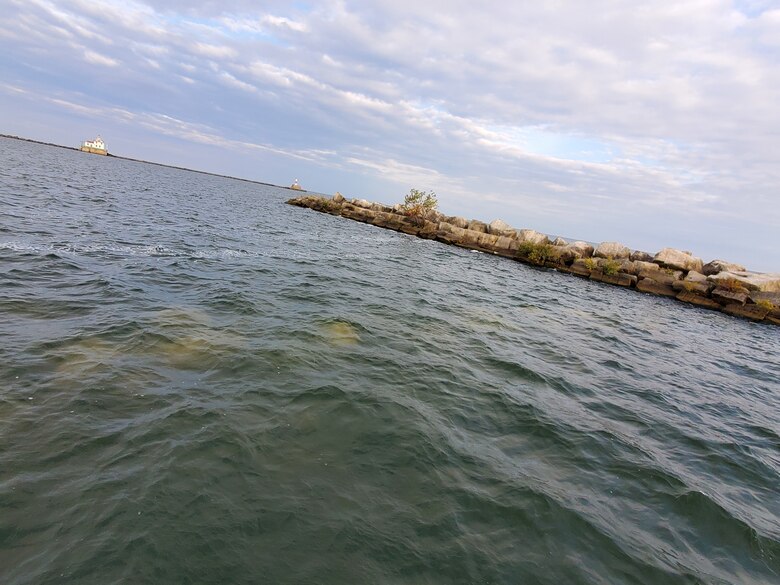 Stone submerged in water.
