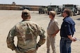 An Air Force member briefs contractors at the Chabelley Airfield retail fuel point in Djibouti on fuel operations and status of equipment. In March 2022, base life support services to deployed service members at Chabelley Airfield, to include fuel and petroleum operations, will be provided by the 405th Army Field Support Brigade’s Logistics Civil Augmentation Program. (U.S. Army courtesy photo)