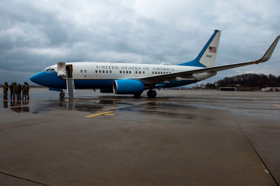 Osan Air Base Airmen prepare the arrival aircraft of Gen. Mark A. Milley, Chairman of the Joint Chiefs of Staff, for taxi after his arrival at Osan AB, Republic of Korea, Nov. 30, 2021.