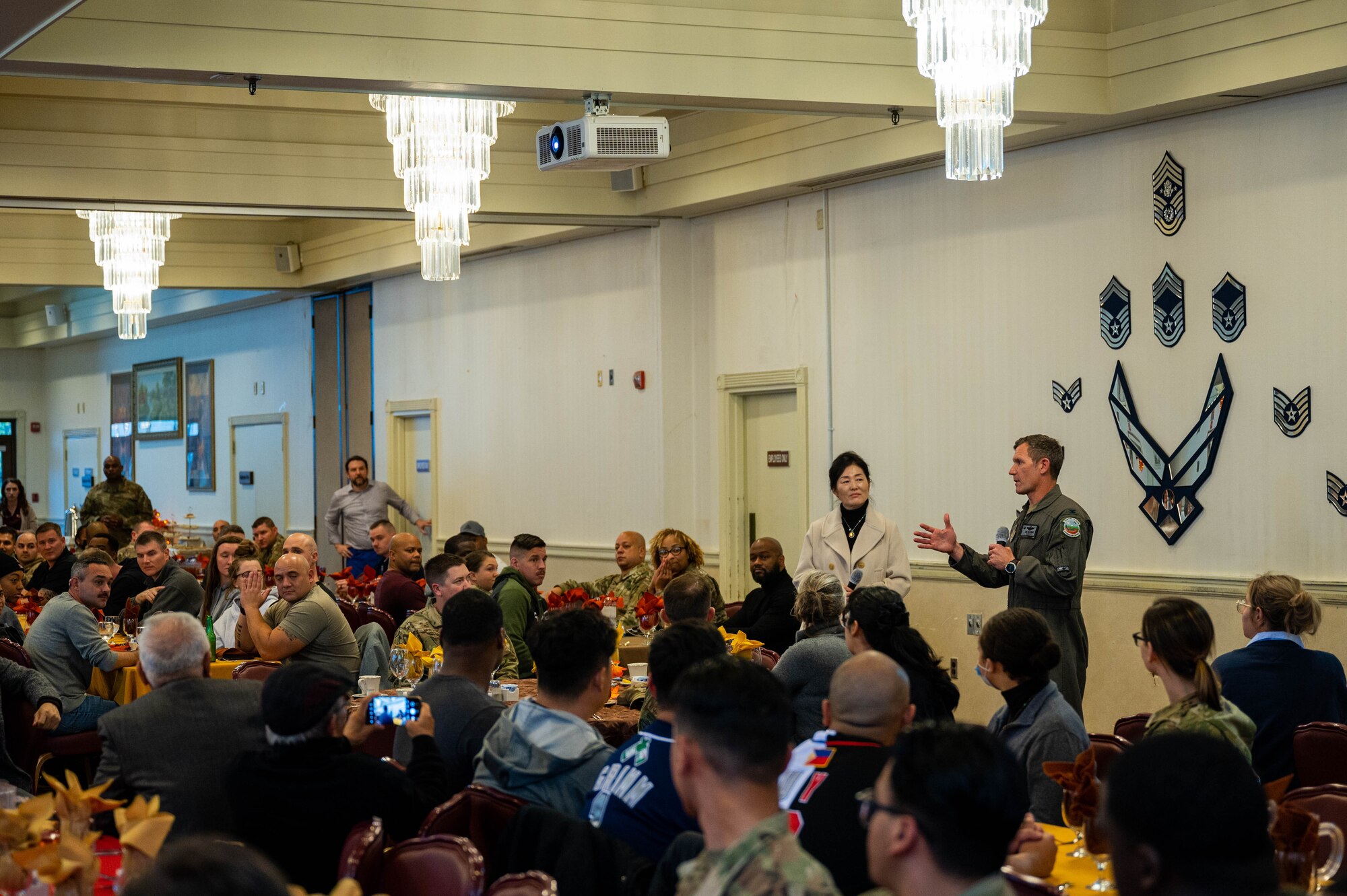 The 8 FW Good Neighbors Group and the Korean and American Gunsan Alliance, who have been partners with the Wolf Pack for over 40 years, hosted a Thanksgiving meal for members of the pack.