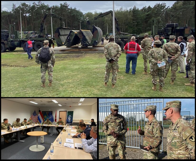 Army Maj. Gen. James Smith, the commanding general of the 21st Theater Sustainment Command, and 21st TSC Command Sgt. Maj. Sean Howard visited two APS-2 sites – one in Belgium and one in the Netherlands – in one day, plus U.S. Army Garrison Benelux Brunssum. During their visit they were briefed by leaders from the 405th Army Field Support Brigade and USAG Benelux.