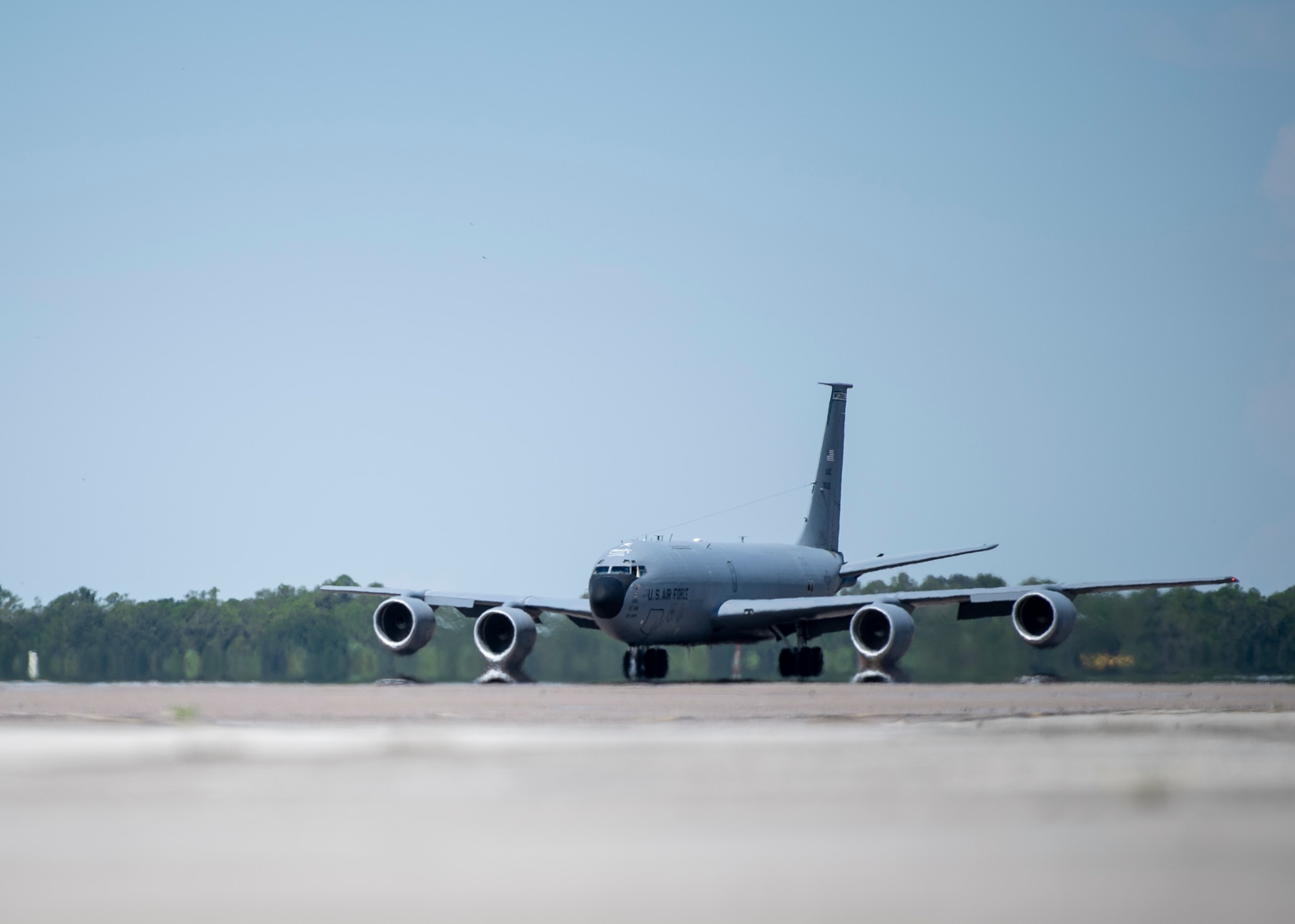 A KC-135 Stratotanker brings maintainers from the 6th Maintenance Group home from a deployment at MacDill Air Force Base, Florida, Sept. 27. 2021.