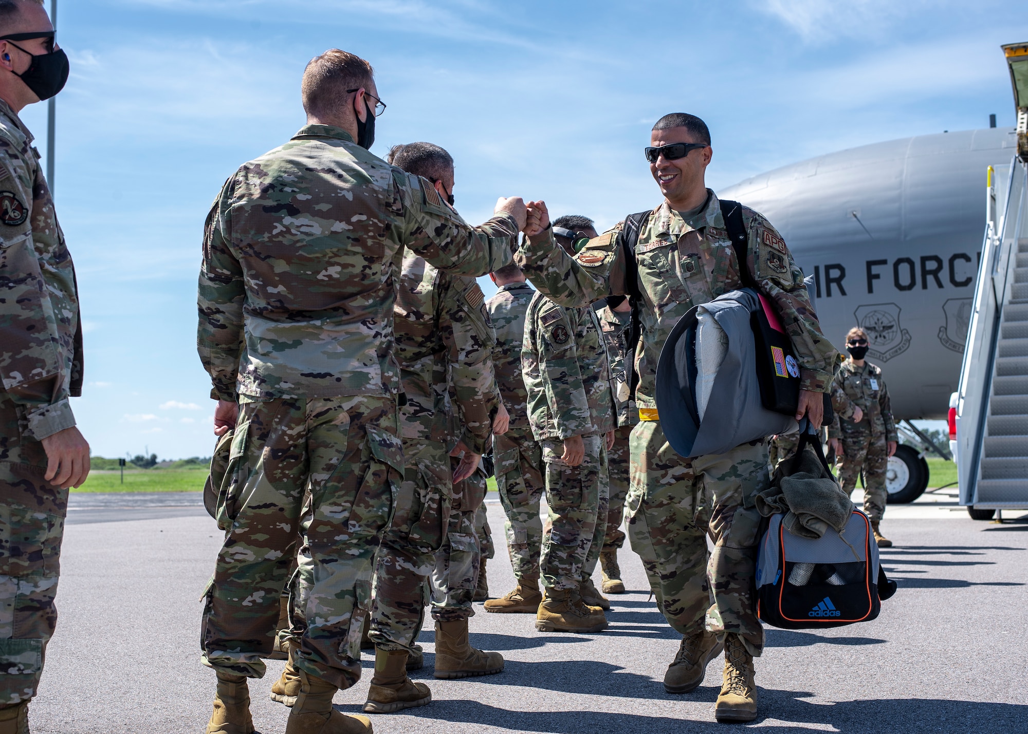 An Airman is welcomed home after returning from deployment at MacDill Air Force Base, Florida, Sept. 27. 2021.