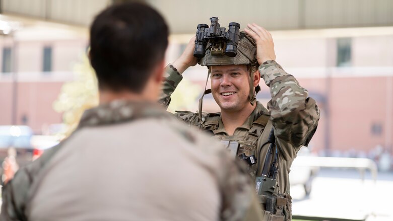 NASCAR driver, Erik Jones, visits the 352nd Special Warfare Training Squadron to better understand how Special Warfare Airmen are trained and developed at Pope Army Airfield, September 29, 2021.