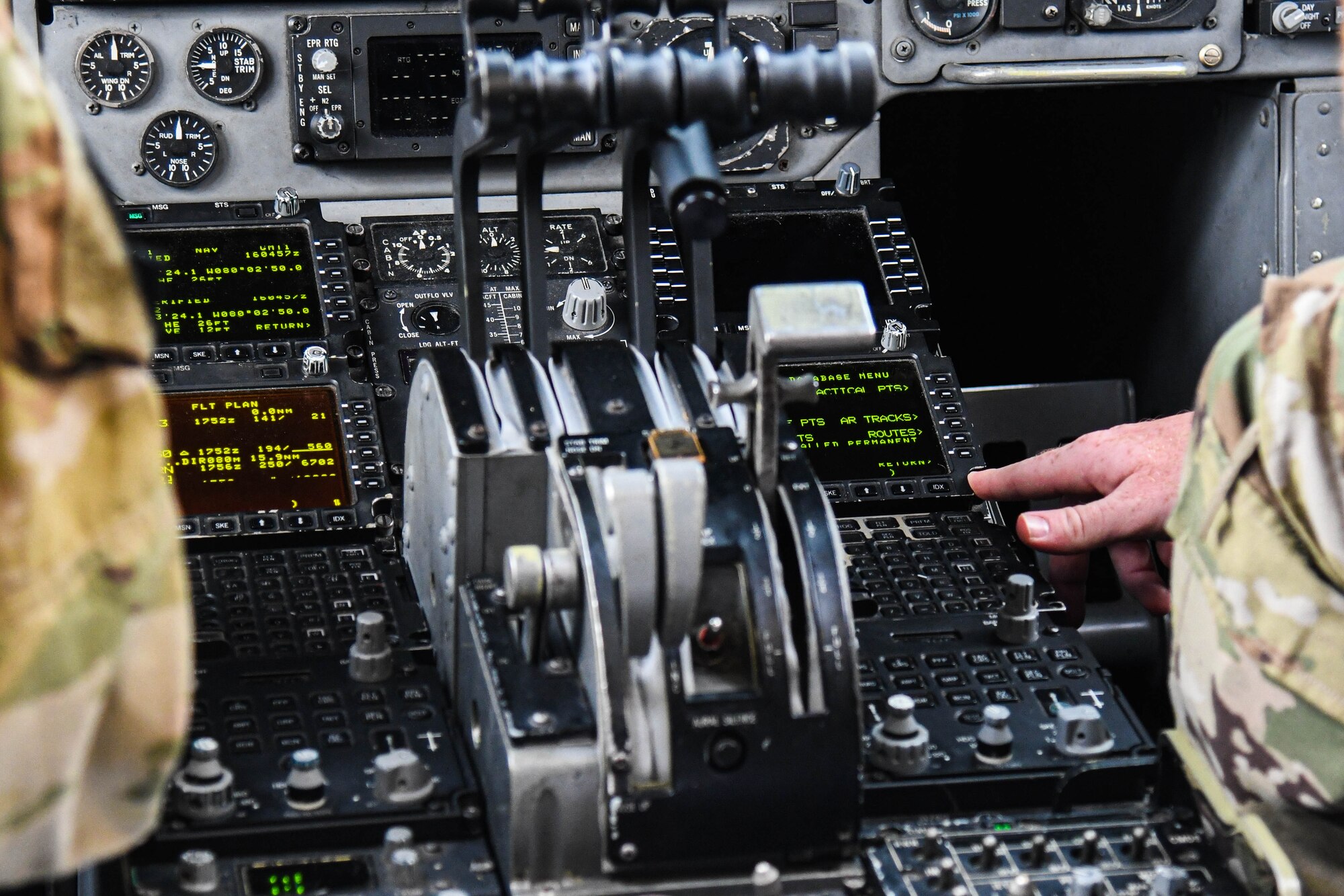 U.S. Air Force pilots assigned to the 437th Airlift Wing prepares a C-17 Globemaster III for a flight to deliver cargo and troops to Afghanistan at Joint Base Charleston, S.C.