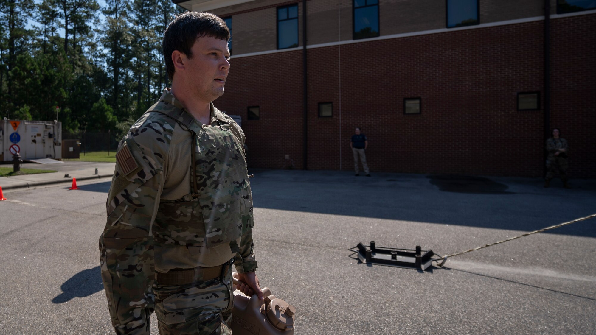 NASCAR driver, Erik Jones, visits the 352nd Special Warfare Training Squadron to better understand how Special Warfare Airmen are trained and developed at Pope Army Airfield, September 29, 2021.