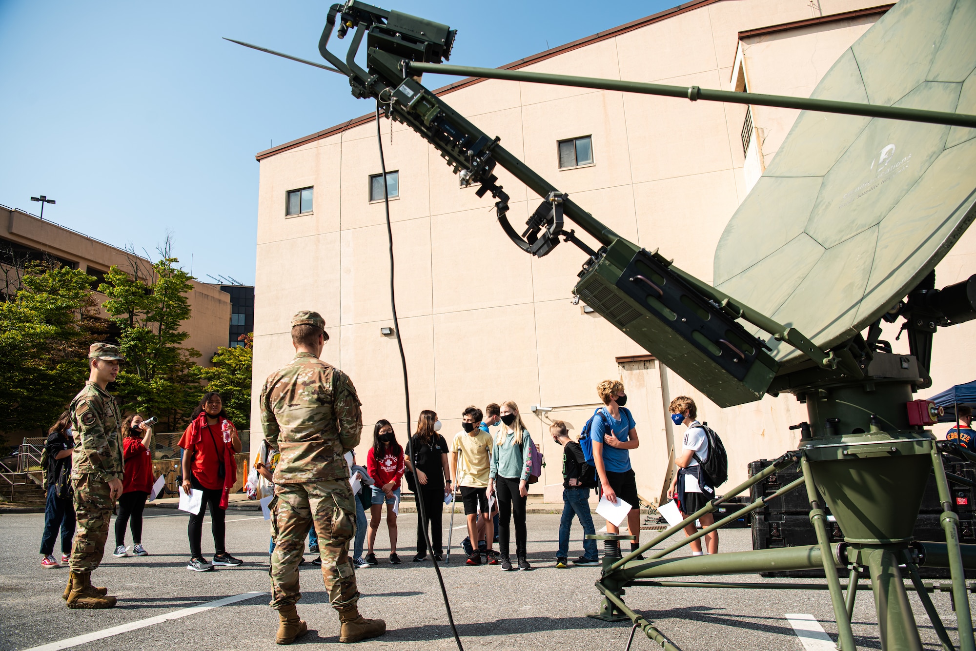 51st Communications Squadron Airmen showcase a satellite display during an open house event at Osan Air Base, Republic of Korea, Oct. 1, 2021.