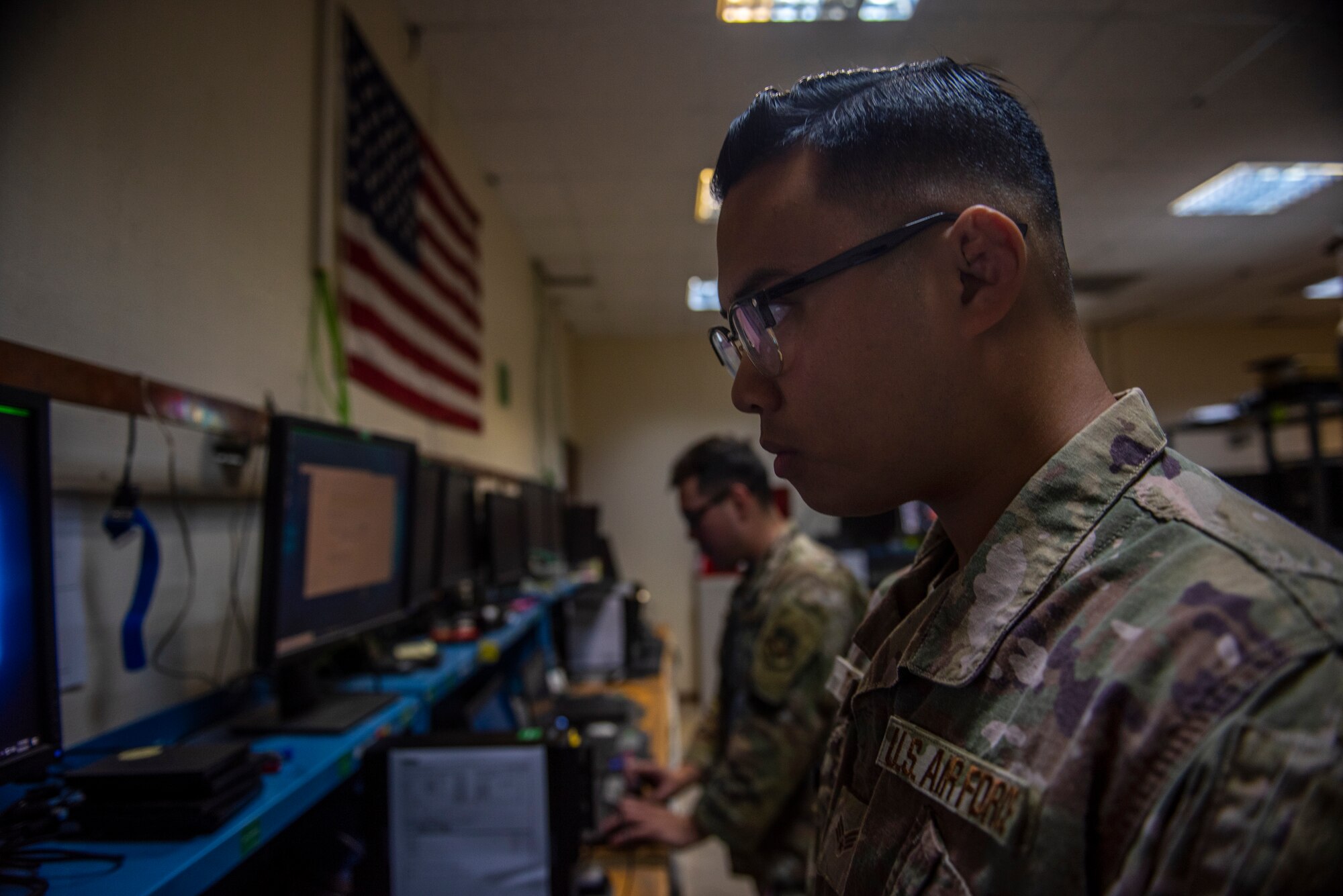 Due to the Afghanistan evacuation operation, the 379th ECS learned that many of their day-to-day processes, post crisis, could be updated, revised and improved. (U.S. Air Force photo by Senior Airman Kylie Barrow)