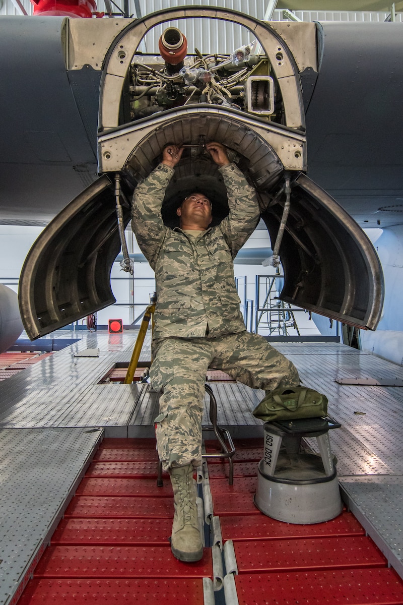 U.S. Air Force Senior Airman Jeremiah Davidson with the 153rd Maintenance Group, Wyoming Air National Guard replaces a turbine overheat detector on a C-130H Hercules aircraft, Sep. 26, 2016 in Cheyenne, Wyoming. The aircraft assigned to the 153rd Airlift Wing are undergoing a 3.5 engine enhancement modification and will begin an operational use evaluation test program at the jointly run Air National Guard and Air Force Reserve test center in Tucson, Arizona. (U.S. Air National Guard photo by Senior Master Sgt. Charles Delano/released)