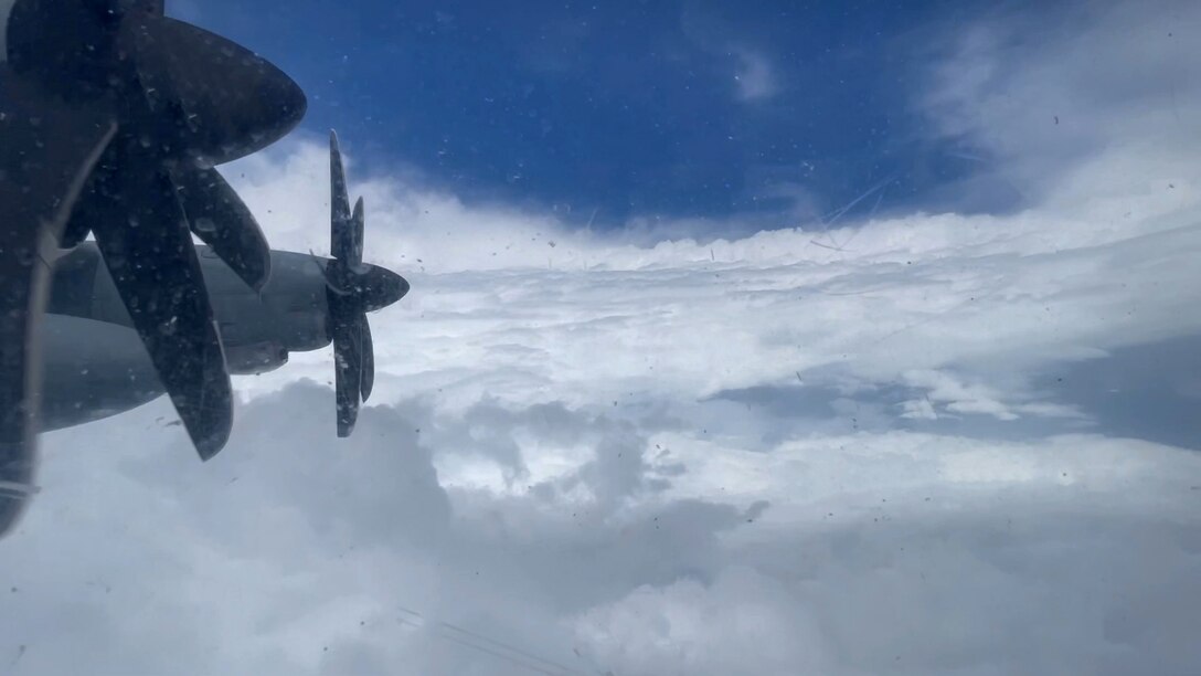 Inside the eye of Hurricane Sam, members of the 53rd Weather Reconnaissance Squadron collect weather data. The data is sent to the National Hurricane Center, which is used to improve the forecast models and help people prepare. (U.S. Air Force photo by Maj. Joyce Hirai)