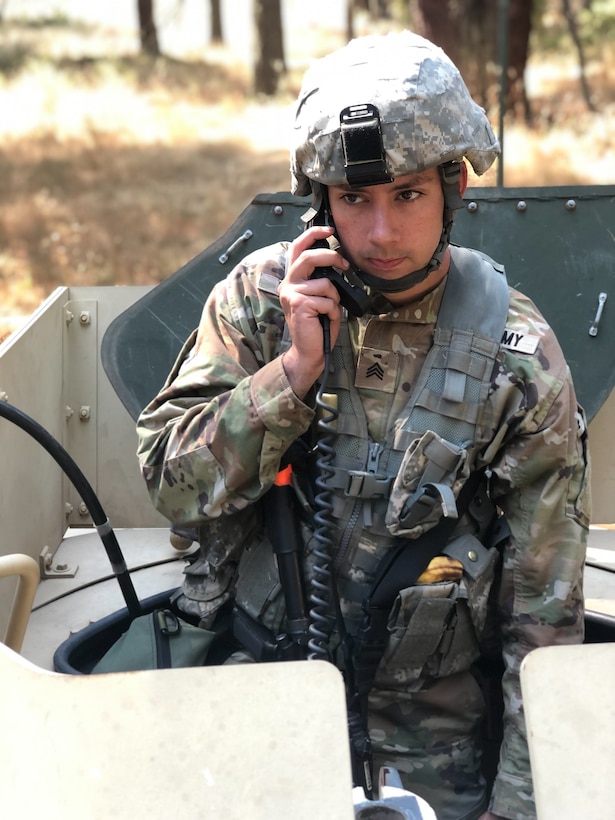 U.S. Army Reserve Sgt. Forrest E. Walker, team leader for Detachment 1270, radios the command post during Psychological Operations Team Situational Training Exercise (STX) lanes. Soldiers from the 361st Tactical Psychological Operations Company, based in Bothell, Wash., and the 12th Psychological Operations Battalion, headquartered in Mountain View, Calif., conducted tactical psychological operations and collective training Aug. 14 – 23, 2021, Joint Base Lewis McChord, Wash. The exercise is part of the unit’s annual training, focusing on preparing the unit to operate in a multi-domain, hybrid-threat environment.