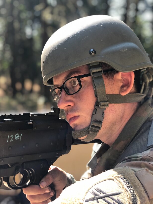 U.S. Army Reserve Spc. Nathan T. Baker, psychological operations specialist, Detachment 1270, pulls security during Psychological Operations Team Situational Training Exercise (STX) lanes. Soldiers from the 361st Tactical Psychological Operations Company, based in Bothell, Wash., and the 12th Psychological Operations Battalion, headquartered in Mountain View, Calif., conducted tactical psychological operations and collective training Aug. 14 – 23, 2021, Joint Base Lewis McChord, Wash. The exercise is part of the unit’s annual training, focusing on preparing the unit to operate in a multi-domain, hybrid-threat environment.