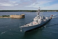 The Navy’s newest guided missile destroyer, the future USS Daniel Inouye (DDG 118) sailed away from General Dynamics Bath Iron Works shipyard, Oct. 4.