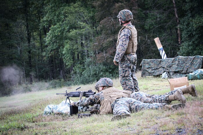 September 28, 2021 | Marine Corps Base Quantico, Va. – U.S. Marines and Sailors with Chemical Biological Incident Response Force (CBIRF) conduct training with crew served weapons aboard MCB Quantico, Va, on Sept. 28, 2021. This type of training is conducted to familiarize Marines who may not use these weapon systems often, in how to operate them, no matter the Marine’s job. (Official U.S. Marine Corps photo by SSgt Kristian S. Karsten/Released)