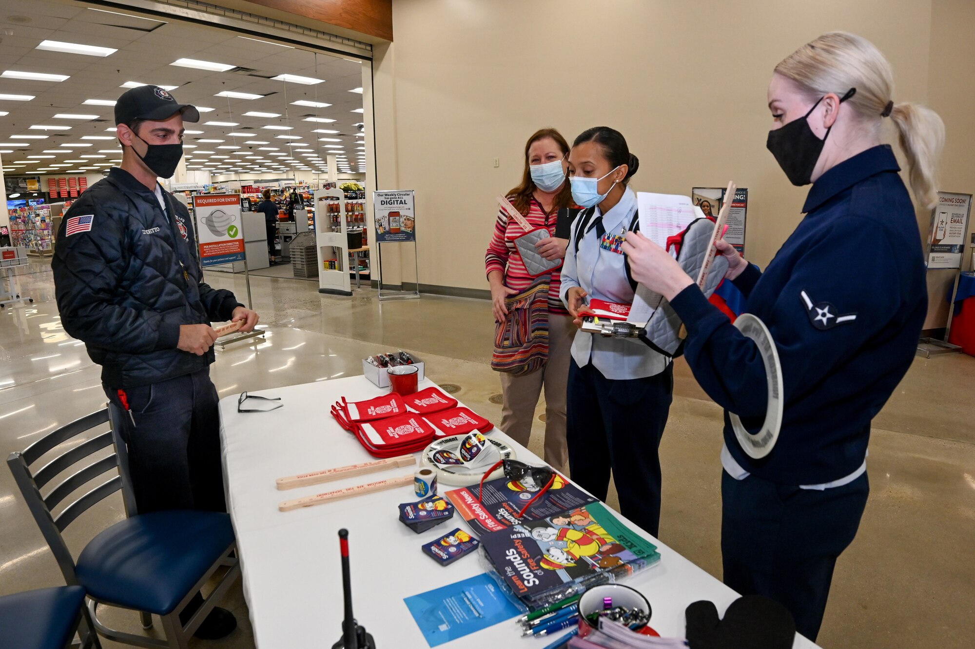 Hanscom Fire Lt. Casey Videtto, speaks to members of Public Health