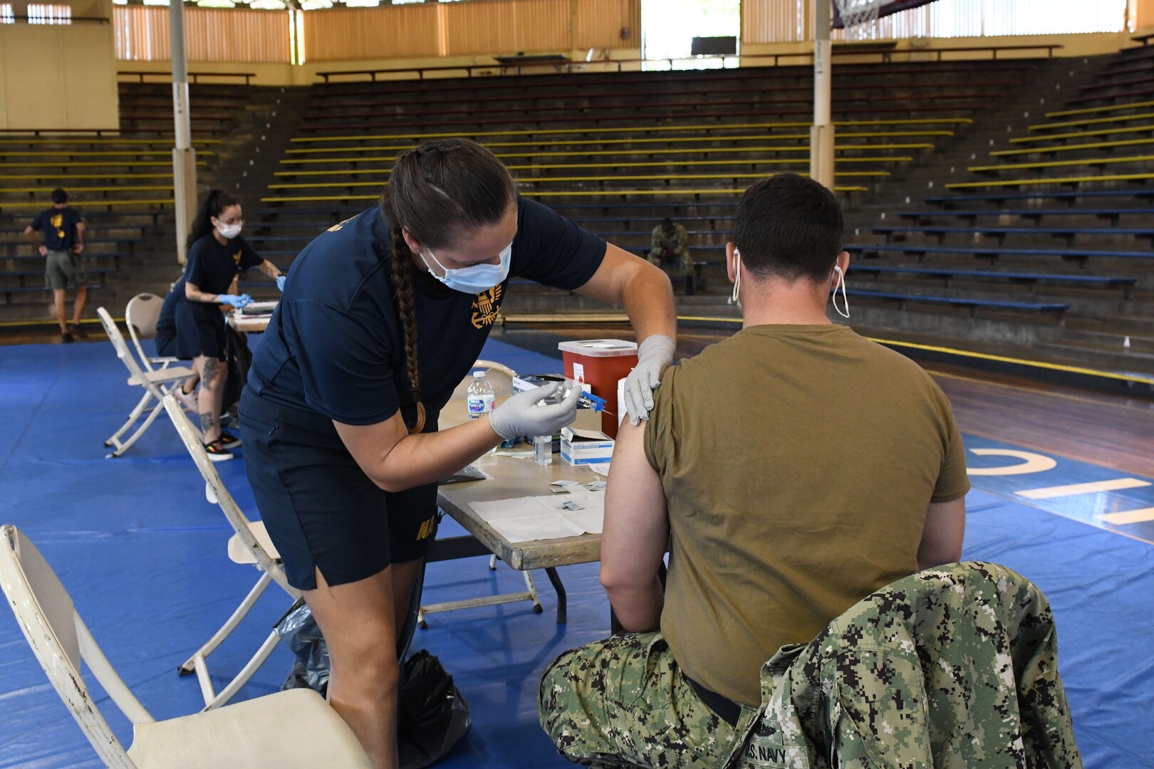 Flu vaccine administered into arm