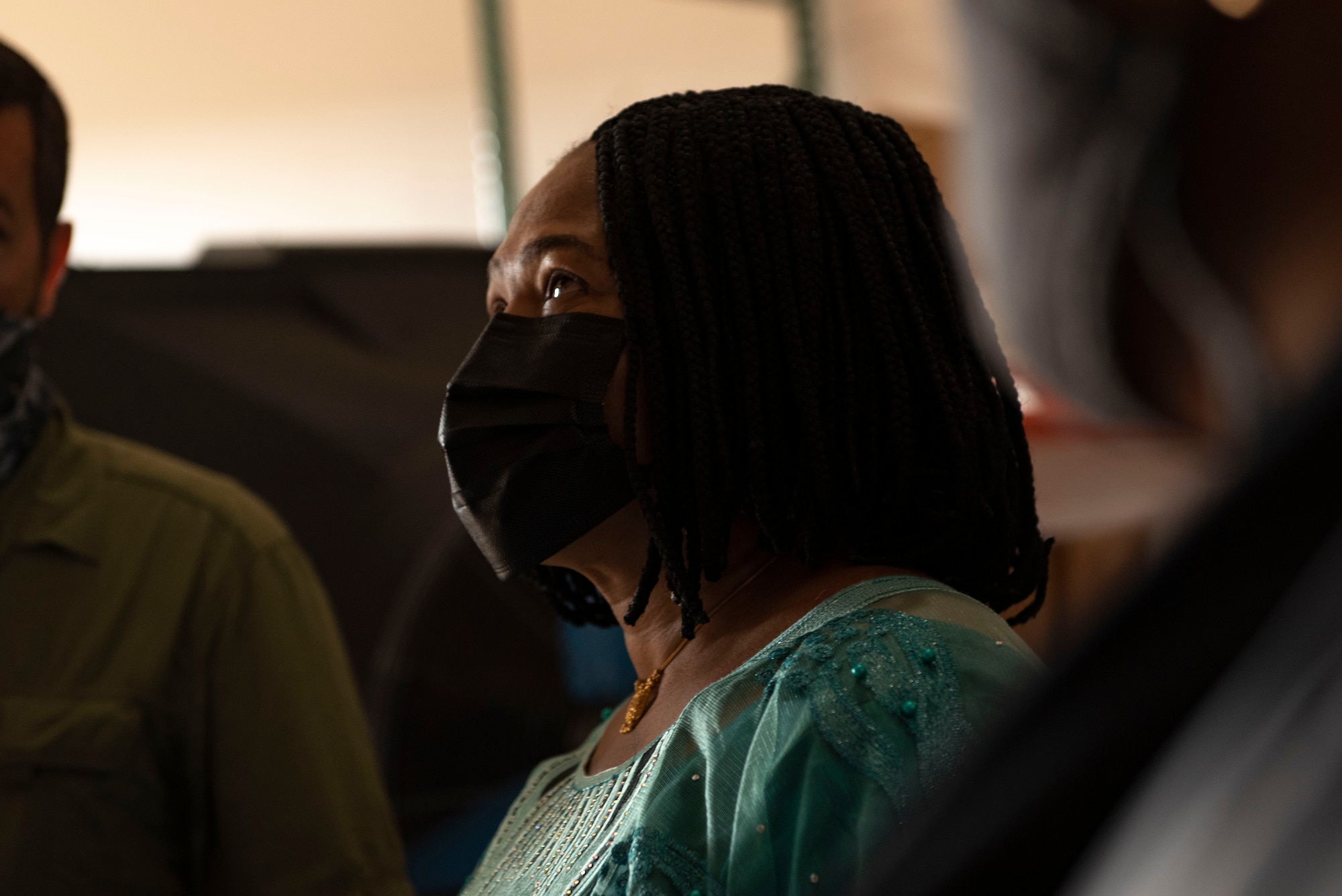 Uzoma Elizabeth Emenike, Nigerian ambassador, visits the 81st Fighter Squadron at Moody Air Force Base, Georgia, Sept. 14, 2021. The ambassador came to the 81st FS to meet and send off the pilots who are transporting the A-29 Super Tucano aircraft from Moody AFB to Kainji Air Base, Nigeria. (U.S. Air Force photo by Airman 1st Class Megan Estrada)