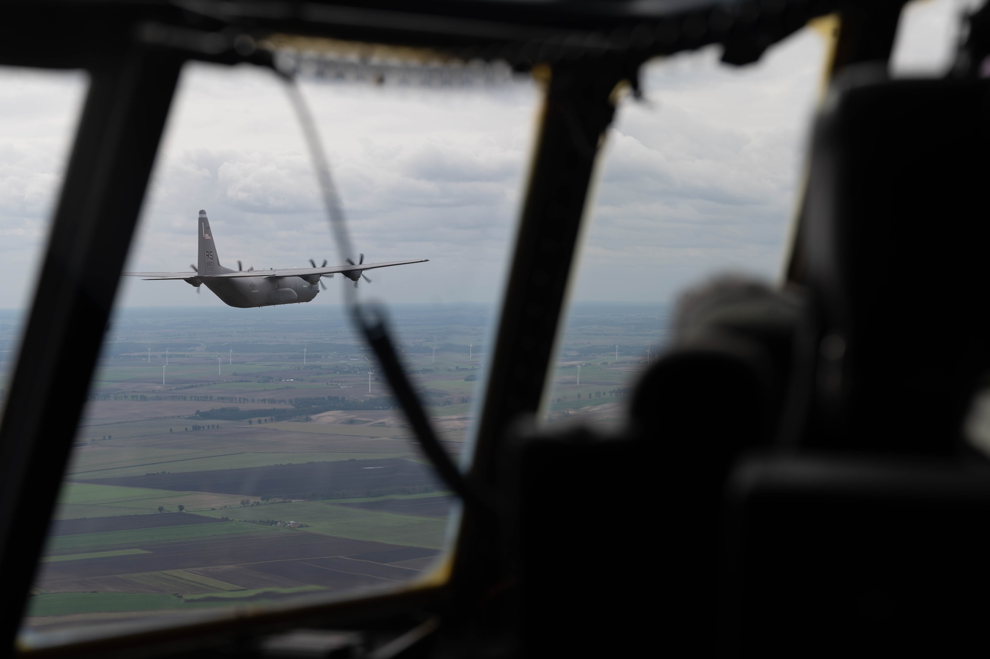 A C-130J Super Hercules aircraft flies in Polish airspace.