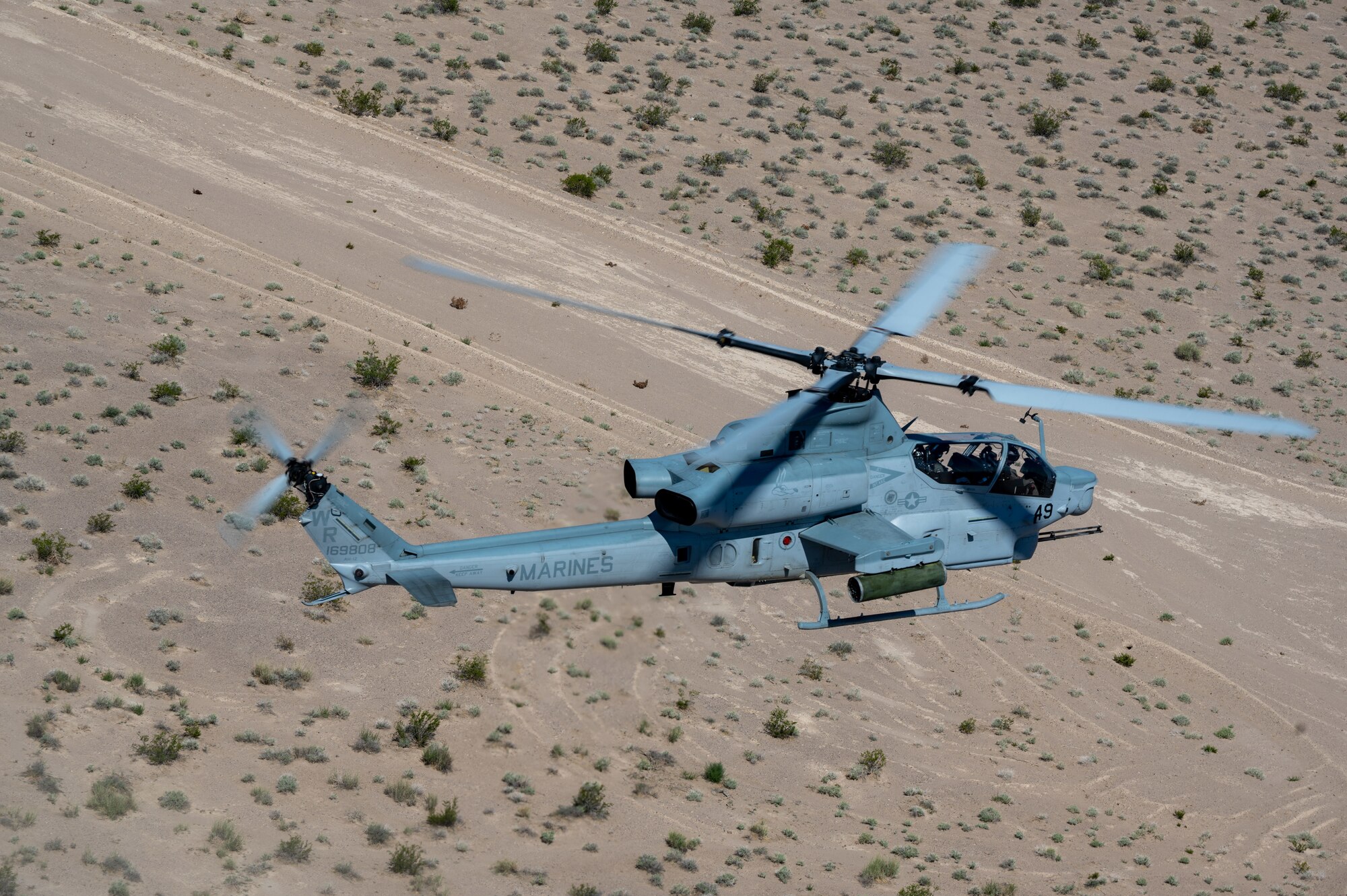 A U.S. Marine Corps AH-1Z Cobra helicopter