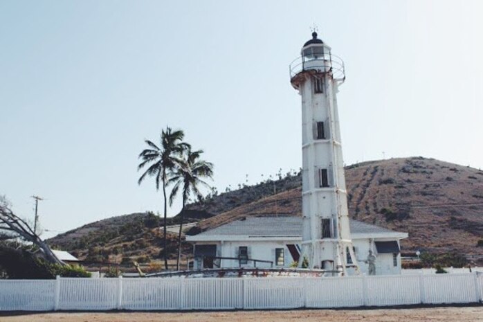 A 2016 color photo of Guantanamo Lighthouse showing corrosion and deterioration of the upper iron works. (Photo courtesy Alexis K. Thomas)