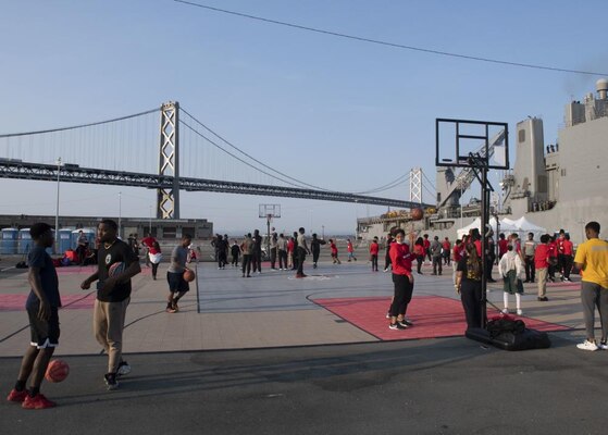 USS Rushmore Sailors participate in "Hoops with the Troops"