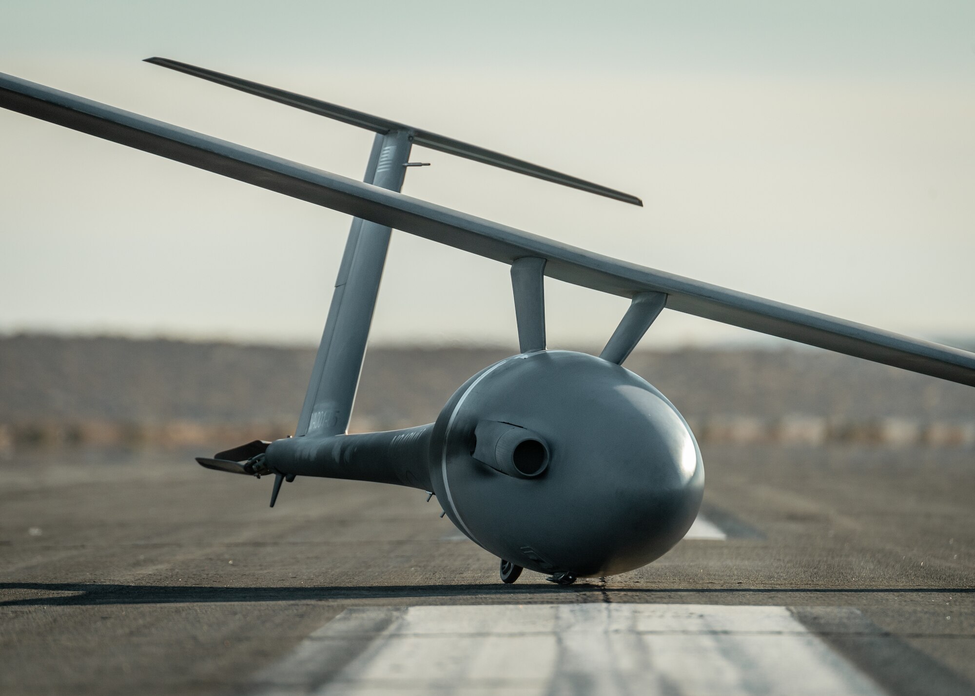 The Vanilla unmanned aircraft system completed a record-setting flight of 8 days, 50 minutes, and 47 seconds, and 12,200 miles of continuous flight, at Edwards Air Force Base, California, Oct 2. The aircraft broke the world record for unrefueled, internal combustion endurance of an unmanned aircraft and was launched from Rogers Dry Lakebed on Friday, Sept. 24. (Air Force photo by Bryce Bennett)