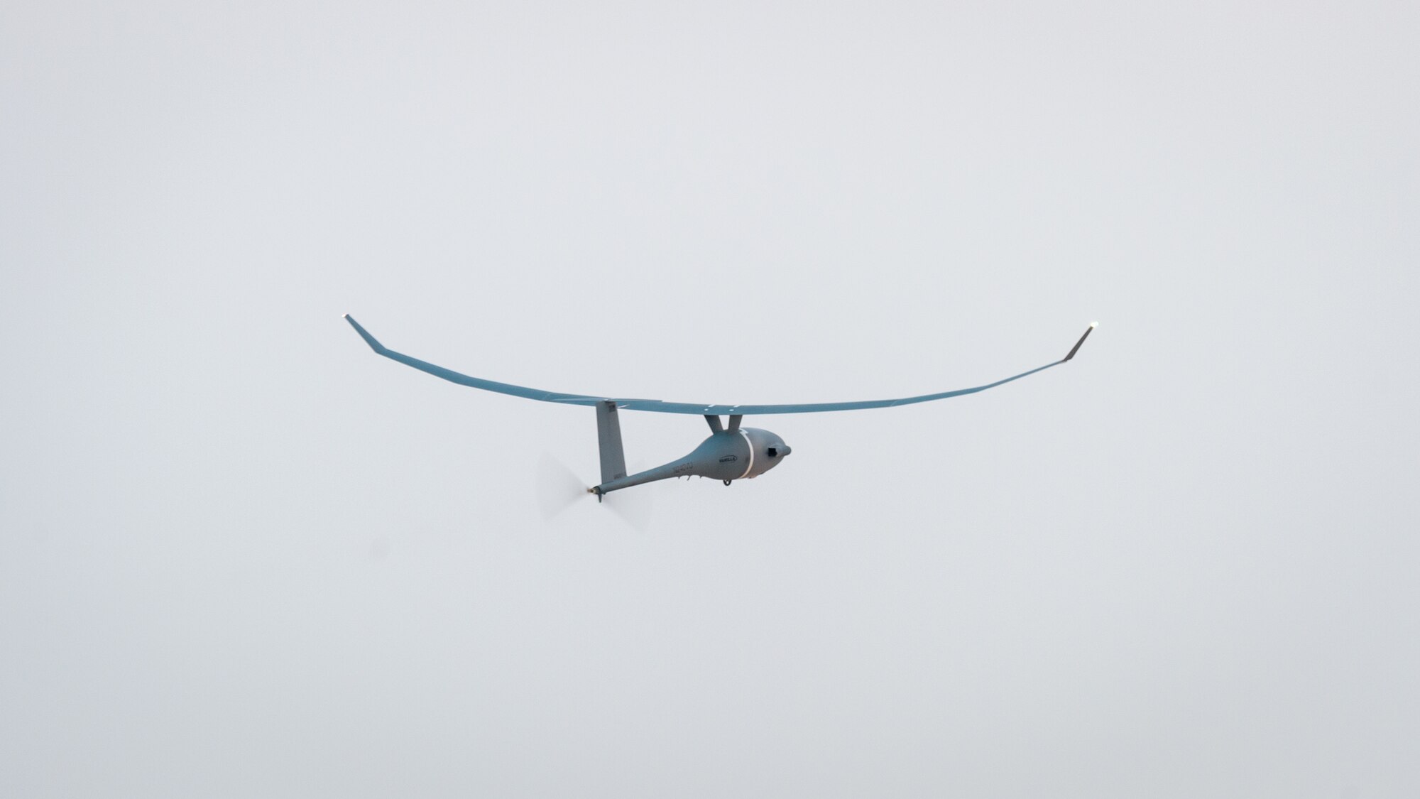 A Vanilla unmanned aircraft system launches from the Rogers Dry Lakebed on Edwards Air Force Base, California, Sept. 24. The aircraft broke the world record for unrefueled, internal combustion endurance of an unmanned aircraft with a total continuous flight time of 8 days, 50 minutes, and 47 seconds, and 12,200 miles, Oct. 2. (Air Force photo by Josh McClanahan)