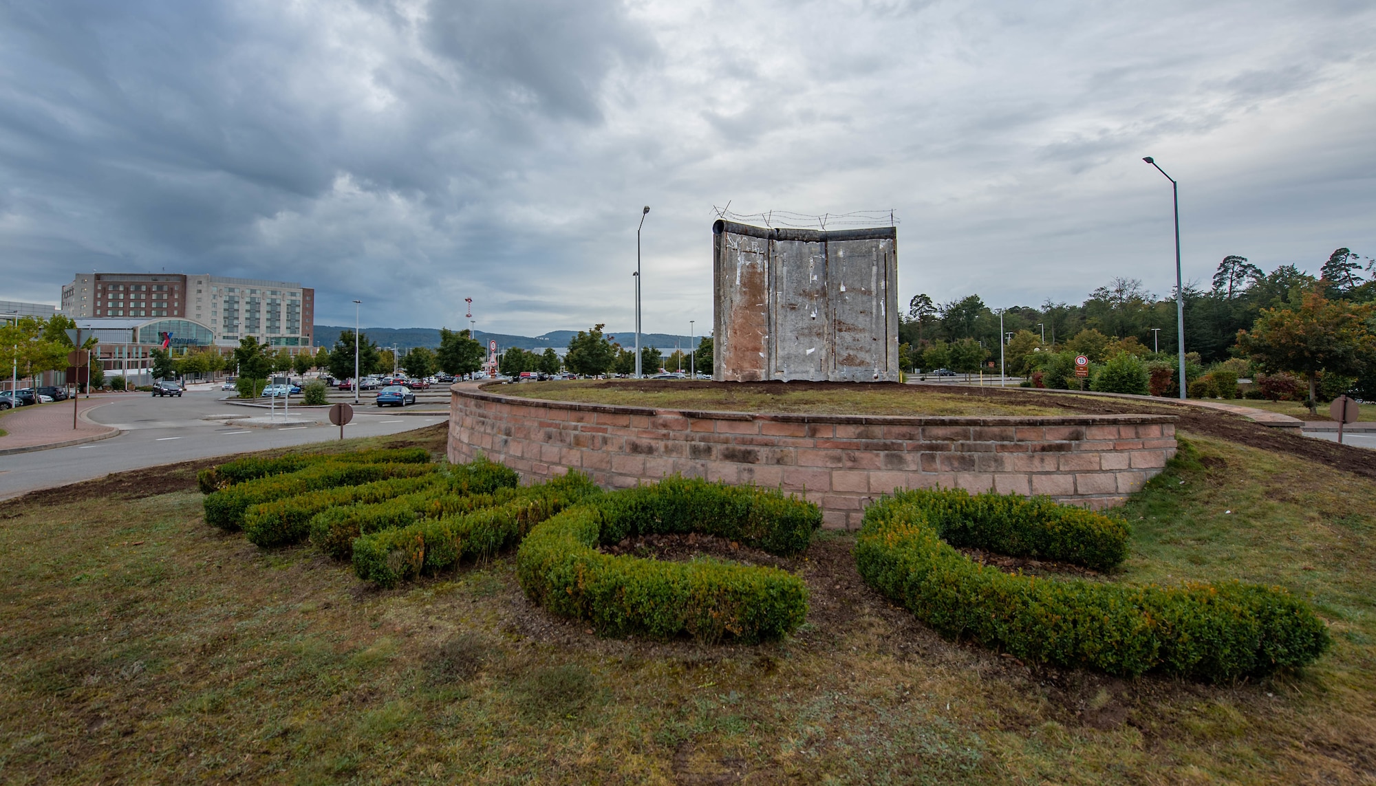 A fragment of the Berlin Wall was placed near the Kaiserslautern Military Community Center as a memorial at Ramstein Air Base, Germany, Oct. 1, 2021.