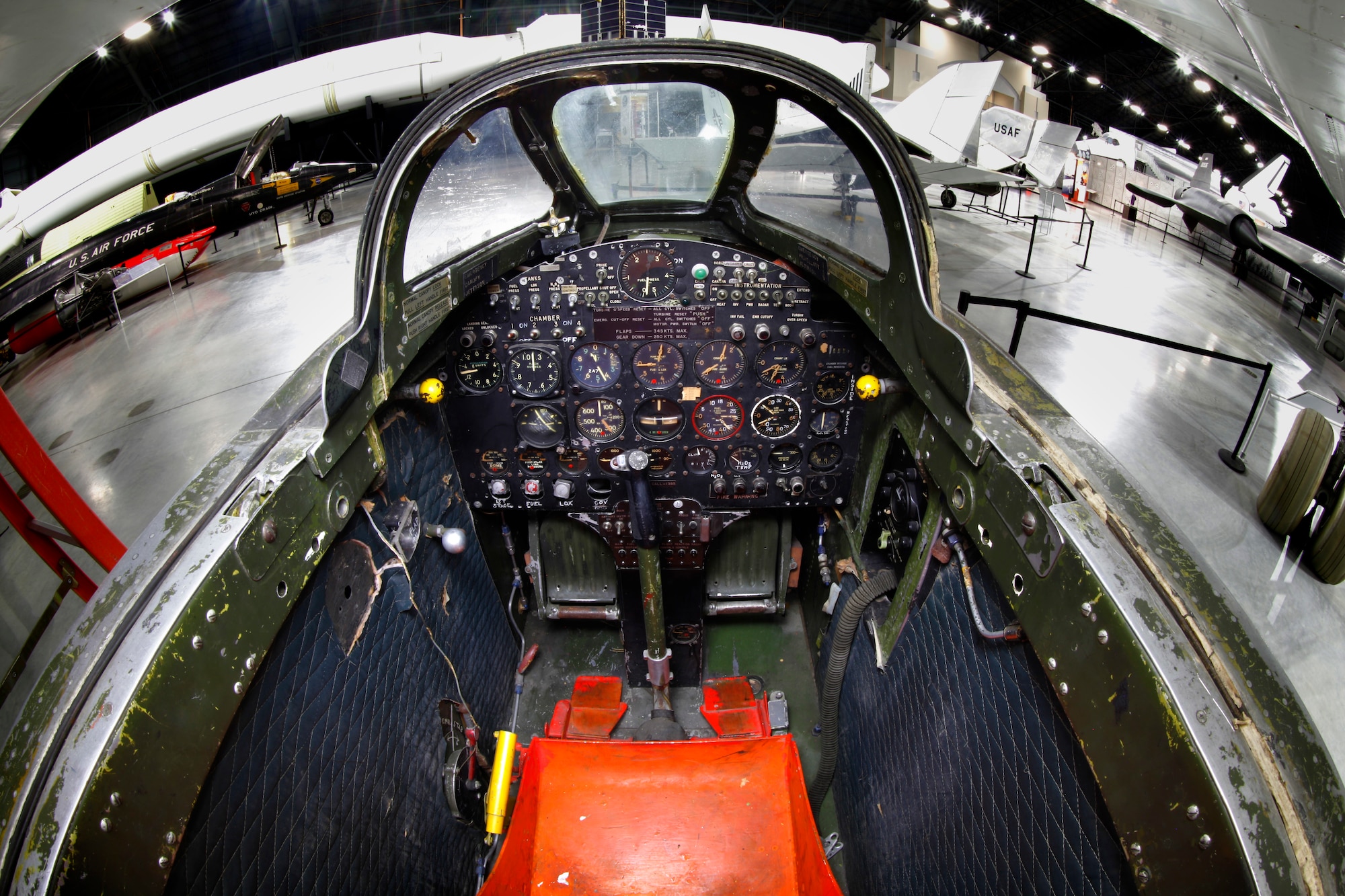 Interior views of the Bell X-1B on display in the National Museum of the U.S. Air Force Research and Development Gallery.