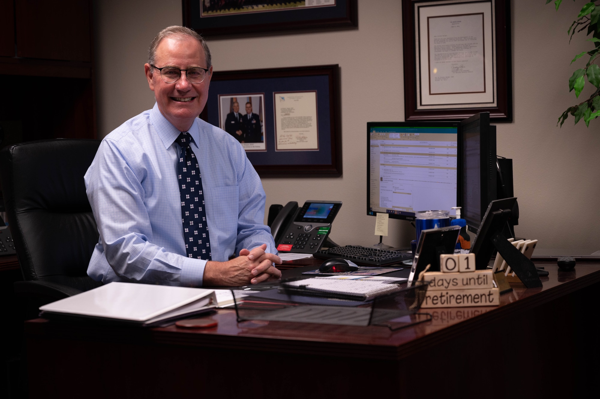 Mike Morgan, deputy director of Air Force Global Strike Command’s operations and communications directorates counts down the days until his retirement after more than 44 years of service. (Photo by Tech. Sgt. Herbert-William Bracy)