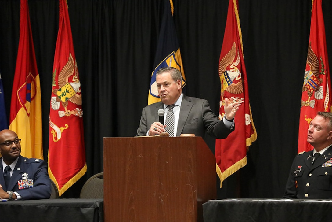 Brig. Gen. Haldane Lamberton, adjutant general for Kentucky concluded the conference with a “state of the Guard,” highlighting the unique and challenging year Guardsmen have faced during for the 90th National Guard Association of Kentucky (NGAKY) Conference, Oct. 2, 2021. (U.S. Army National Guard photo by Sgt. 1st Class Scott Raymond)