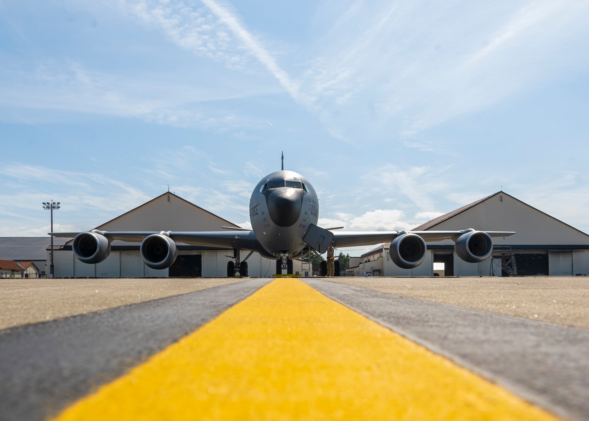 Aircraft preparing to take off from Misawa Air Base.